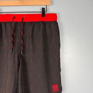 Dixxon Chad 7" Hybrid Board Shorts Men's XL Black Red Drawstring Swim Trunks